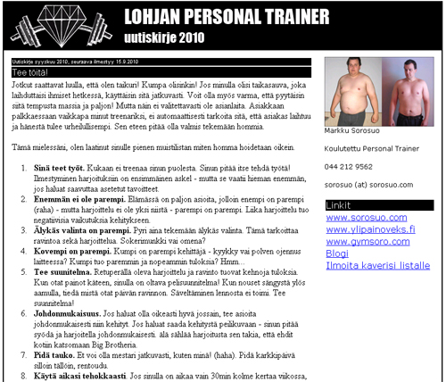 Lohja Personal Trainerin syyskuun uutiskirje