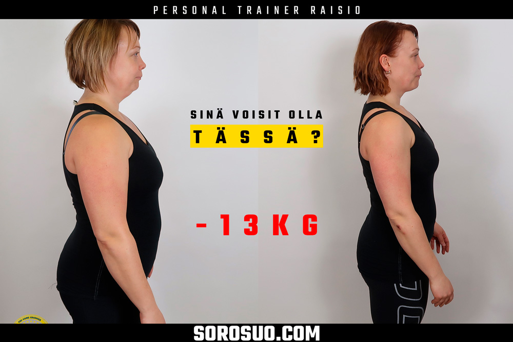 personal trainer raisio nainen ennen ja jälkeen painonpudotuksen